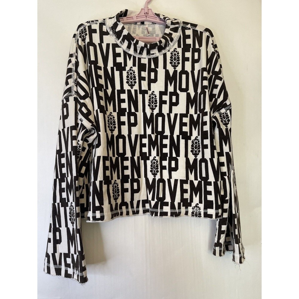 FP MOVEMENT Wild Side Logo Sweatshirt - Black/Brown/Ivory - Large [NWOT]